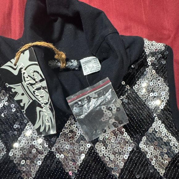 NWT John Baner sequin argyle diamond front sleeveless top turtleneck size medium - Picture 7 of 11